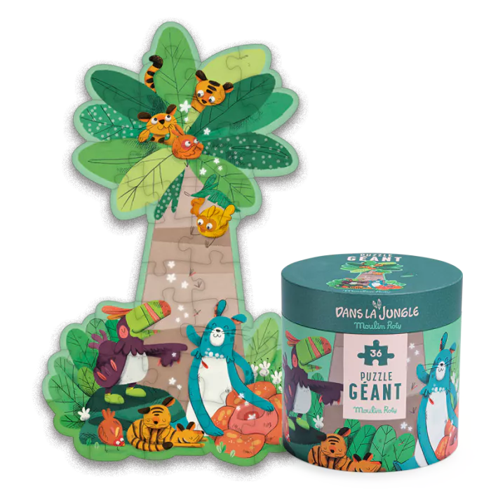 Moulin Roty - Dans la jungle , puzzle géant palmier 36 pièces