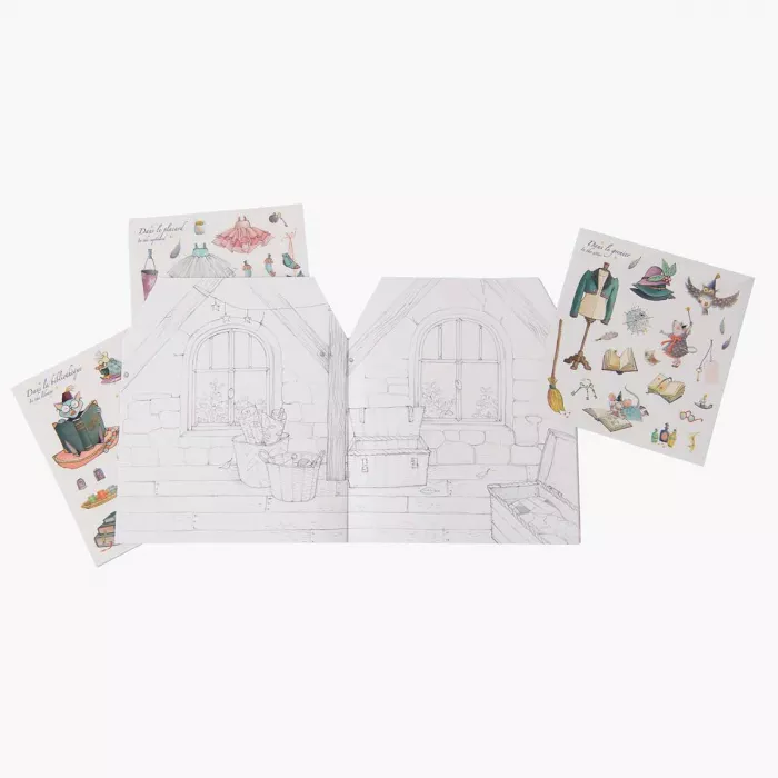 Moulin Roty - Il était une fois , cahier de coloriage avec stickers 