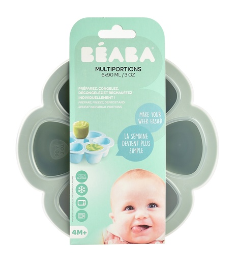 Béaba - Multiportions silicone 6 x 90 ml vert sauge
