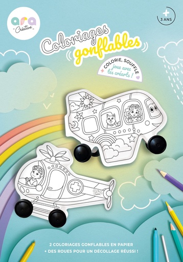 Ara Créative - COLORIAGE AVION - HELICO + ROUES