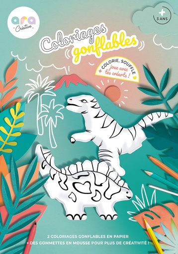 Ara Créative - COLORIAGE DINOSAURES + GOMMETTES